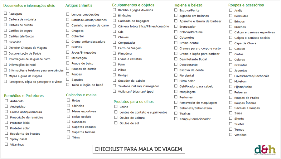 Checklist Mala de Viagem